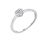 ANAZOZ Anillos Mujer para Matrimonio 4x4mm Corazón con Moissanita, Anillo Oro Blanco 18Kilates Boda para Mujer, Plata, Tamaño 18(58mm)