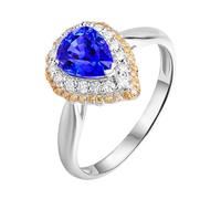 ANAZOZ Anillos para Mujer Matrimonio 3 Garras Gota de Agua con Zafiro Creado de 1.42ct y Moissanita, Anillos de Matrimonio Oro Blanco de 18 K para Mujer, Plata Azul, Tamaño 21(61mm)