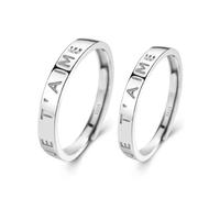 ANAZOZ Anillos Plata de Ley 925 Pareja Compromiso Personalizados, Letra Je t'aime, Anillos de Plata Ajustables para Parejas