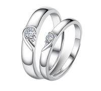 ANAZOZ Anillos Plata de Ley de Compromiso Hombre y Mujer Grabados, Corazón Rompecabezas con Circonita, Anillos Plata Pareja Ajustables
