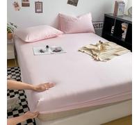 ANAZOZ Conjunto Sabanas 3 Piezas y 2 Almohadas Rosa Claro,180 x 200 cm,Bajera de Cama Color Sólido Sabanas Cama Matrimonio Verano