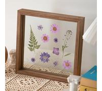 ANAZOZ Marcos de Fotos 15x15cm Horizontal y Vertical,Cuadro Foto MDF y Vidrio Cuadrado,Cuadro de Mesa Cuadros Decoracion Salón Modernos,Nogal