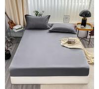 ANAZOZ Sabanas de Verano Cama Matrimonio Gris Oscuro,150 x 190 x 20 cm,Sabana Bajera Protector Color Sólido Bajera