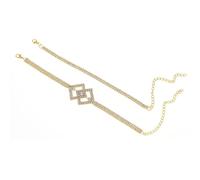 ANAZOZ Tobillera Cobre Mujer, 2PCS con Circonita, Tobillera Ajustable Mujer 20.7 + 10 CM,Oro