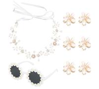 ANBALA Juego de 10 piezas de regalo de propuesta de niña de flores, regalo con texto en inglés "Will You Be My Flower Girl", incluye lentes de sol para niñas, mini pinzas para el pelo, tocado de
