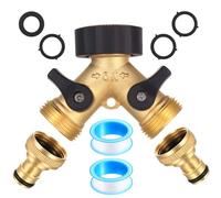 ANBEEISS Distribuidor de 2 Vías, Latón, 3/4" | Adaptador Divisor de Grifo en Y, Conector Doble para Grifo de Agua, Mangueras Jardín, Lavadora