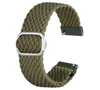 Anbeer 18mm Correa de reloj trenzada de nailon con cierre de bucle, correa elástica de repuesto con cierre rápido y hebilla ajustable,Verde militar con hebilla plateada