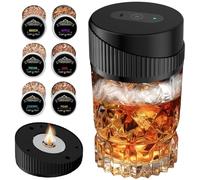 ANBEISTEE Traje de Ahumado de Whisky Eléctrico Portátil - Traje de Ahumado de Cóctel Multifuncional Recargable con 6 Virutas de Madera (Sin Butano) - Encendedor Incorporado
