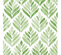 ANBILILA Papel Pintado Autoadhesivo 44.5x500cm Vinilo Decorativo Hojas Verdes y Diseño de Abanico Pegatina de Pared Gruesa para Renovación de Muebles Dormitorio y Salón