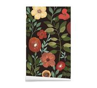 ANBILILA Papel Pintado Autoadhesivo, Moderno Minimalista Flores Acuarela Oscuro Pelar y Pegar Papel de Contacto,45X300CM Patrón Floral Botánico Papel Tapiz Removible Decorativo para Pared