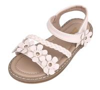 ANBIWANGLUO Sandalia Nina Sandalias de Cuero Sandalias de Vestir Nina Sandalias Flor Niña Zapatos de Verano Niña 27 EU,Blanco