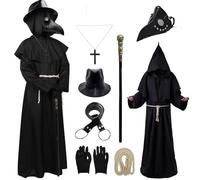 Anbnoco Disfraz de Médico de Peste, Disfraz de Halloween, Medieval Steampunk Disfraces Juego de Accesorios, Retro, para Hombre y Mujer, para Halloween, Carnaval, Cosplay (M)