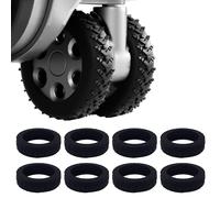 ANBOO Juego de 8 fundas de silicona para ruedas de equipaje, antideslizantes, resistentes al agua, para sillas de oficina y la mayoría de ruedas giratorias (negro)