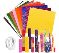 ANBOO Velas de cera de abejas, placas de cera para velas, 10 colores, placas de cera de abejas para velas con mecha de algodón de 6 m, juego de hacer velas para bautizo (20 x 20 cm)
