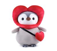 ANBOOR 25 cm Amor pingüino peluche, lindo pingüino suave peluche juguete con adorable atuendo, animales de peluche de pingüino rellenos como juguetes para fiestas de cumpleaños como regalos