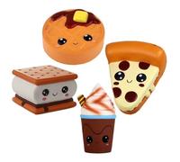 Anboor 4 Piezas Squishies Smore Waffle Cake Pizza Taza de café Kawaii perfumado Suave Lento Aumento Squeeze Alivio del estrés niños Juguete