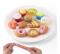 Anboor Mini juguete de comida exquisita - 12 juguetes blandos Kawaii de comida antiestrés para apretar para niños, mini juguetes de comida basura para fiestas y rellenos para bolsa