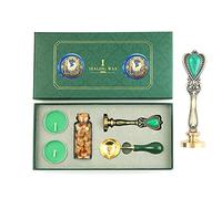 ANBOSE - Juego de sellos de cera para animales con cabeza de latón extraíble con perlas de cera de cobre y cuchara de cobre para tarjetas de cartas, invitaciones