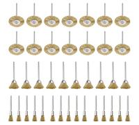 ANBOWEI Juego de mini cepillos de alambre, 45 piezas de brocas pequeñas de alambre de latón compatibles con accesorios de herramientas giratorias Dremel, cepillos de metal para limpieza de ruedas de