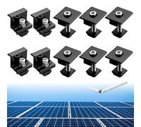 Anbte 10 Piezas Soporte de Montaje de Panel Solar 30mm, 6PCS Abrazaderas Medias y 4PCS Abrazaderas de Extremo de Aleación de Aluminio Solar Panel Z Soporte Color Negro