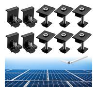 Anbte 10 Piezas Soporte de Montaje de Panel Solar, 6PCS Abrazaderas Medias y 4PCS Abrazaderas de Extremo de Aleación de Aluminio Solar Panel Z Soporte Color negro