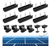 Anbte 6 Piezas Soporte Placas Solares 200mm*25mm Aleación de Aluminio, 4x Abrazaderas para Panel Solar de Z de 30 mm/35 mm y 2 Abrazaderas Centrales para Caravanas, Furgonetas, Cobertizos