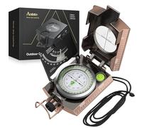Anbte Brújula Profesional，con Clinómetro y Nivel de Burbuja Brújula Milital Impermeable IP65 de Alta Precisión con Bolsa para Acampar, Caminar, Explorar, Navegación Militar -Color Bronce