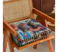 ANBTUKJ Cojín Cuadrado Estampado marroquí Estilo Boho, Cojines de algodón y Lino Suaves y cómodos, Cojines Colores Pompones para Yoga, meditación, salón y balcón,C-40 * 40cm(500g)