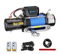 Anbull Cabrestante Eléctrico 12V 13 500 LBS/ 6136 Kg, Cuerda sintética 9.5mm*26m, IP67 Impermeable, Cuerda de Nailon, Compatible para Quad, SUV, Camión, Remolque de Barco, Camioneta SUV