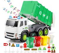Anby families Juguete de Camión de Basura con Luz y Sonidos,Bote de Basura,Función Vehiculos Camion Juguete Regalo para Niños 3 4 5 6 7 8 Años…