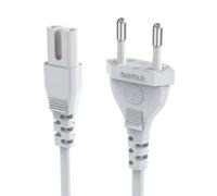 Ancable 2M Euro C7 - Cable de alimentación para TV y consolas, certificado VDE, enchufe de CA a Euro 8 compatible con PS4 PS5 Sony LG Philips Panasonic Blu-Ray Radio, color blanco