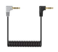Ancable Cable de micrófono macho en espiral negro de 3,5 mm TRS a TRRS con conector en ángulo recto Cable de micrófono externo para smartphones y tabletas