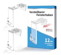 Ancable Juego de 12 ganchos ajustables para ventana, transparentes, con rango de sujeción de 10-25 mm, para guirnaldas de luces, decoración navideña, sin taladrar ni pegar