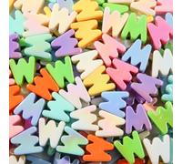 ANCADN 30 cuentas grandes de letras W A-Z de un solo color Ab, letras de agujero grande, letras del alfabeto para decoración de llaveros, colgantes, collares, pulseras, fabricación de joyas (absc-W)