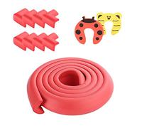 Ancdream Kit Protector para Esquinas y Bordes, Juego de 8 Cantos Protectores y 1 Rollo Cobertura total de 5m | kit de la Seguridad del niño en la Casa,2 Tope Puerta,Rojo