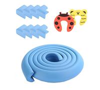 Ancdream Kit Protector para Esquinas y Bordes, Juego de 8 Cantos Protectores y 1 Rollo Cobertura total de 5m | kit de la Seguridad del niño en la Casa,2 Tope Puerta,Azul Claro