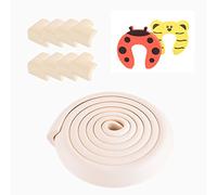 Ancdream Kit Protector para Esquinas y Bordes, Juego de 8 Cantos Protectores y 1 Rollo Cobertura total de 5m | kit de la Seguridad del niño en la Casa,2 Tope Puerta,Beige