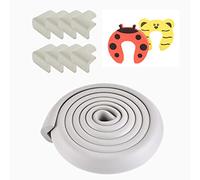 Ancdream Kit Protector para Esquinas y Bordes, Juego de 8 Cantos Protectores y 1 Rollo Cobertura total de 5m | kit de la Seguridad del niño en la Casa,2 Tope Puerta,Gris