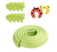 Ancdream Kit Protector para Esquinas y Bordes, Juego de 8 Cantos Protectores y 1 Rollo Cobertura total de 5m | kit de la Seguridad del niño en la Casa,2 Tope Puerta,Verde