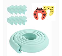 Ancdream Kit Protector para Esquinas y Bordes, Juego de 8 Cantos Protectores y 1 Rollo Cobertura total de 5m | kit de la Seguridad del niño en la Casa,2 Tope Puerta,Verde Claro