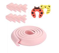 Ancdream Kit Protector para Esquinas y Bordes, Juego de 8 Cantos Protectores y 1 Rollo Cobertura total de 5m | kit de la Seguridad del niño en la Casa,2 Tope Puerta,Rosa