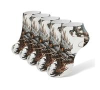 Anceky 5 pares de calcetines tobilleros Dragon que absorben la humedad, de talle bajo, ideales para correr, hacer ejercicio o para uso diario.
