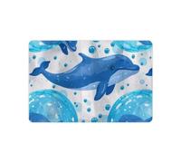 Anceky Alfombra de baño de diatomeas con diseño de Ballena Azul, delfín y Burbujas, Antideslizante, de Secado rápido, para Uso doméstico, 61 x 40 cm