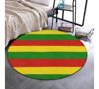 Anceky Alfombra Redonda Antideslizante de Franela, 61 cm | Cómoda, con Bandera Rastafari roja, Amarilla y Verde, Alfombra Ligera para Cocina, baño y Oficina.