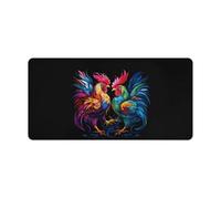 Anceky Alfombrilla de Escritorio Grande con diseño de gallos de Pelea, Alfombrilla de ratón para Juegos, Base de Goma, Protector de Escritorio para Oficina y hogar.