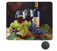 Anceky Alfombrilla de ratón Cuadrada con diseño de Copas de Vino Tinto y Uvas, Base de Goma Antideslizante de 10 x 12 Pulgadas para ratón inalámbrico, portátil, Accesorios de Escritorio de Oficina