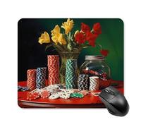 Anceky Alfombrilla de ratón Cuadrada con fichas de Casino para Juegos con Base de Goma Antideslizante de 25 x 30 cm