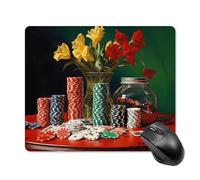 Anceky Alfombrilla de ratón Cuadrada con fichas de Casino para Juegos con Base de Goma Antideslizante de 18 x 22 cm