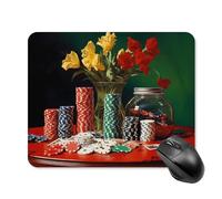 Anceky Alfombrilla de ratón Cuadrada con fichas de Casino para Juegos con Base de Goma Antideslizante de 20 x 25 cm