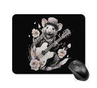 Anceky Alfombrilla de ratón Cuadrada para Juegos con Base de Goma Antideslizante, 20 x 25 cm, diseño de zarigüeya de Roca Tocando la Guitarra